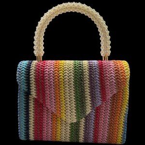 Rainbow Pearled Gold Bag